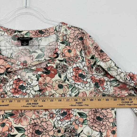 Nue Options size XL Multi Color Floral Soft Stretch Knit Flare Sleeve Comfy Top - Picture 6 of 9